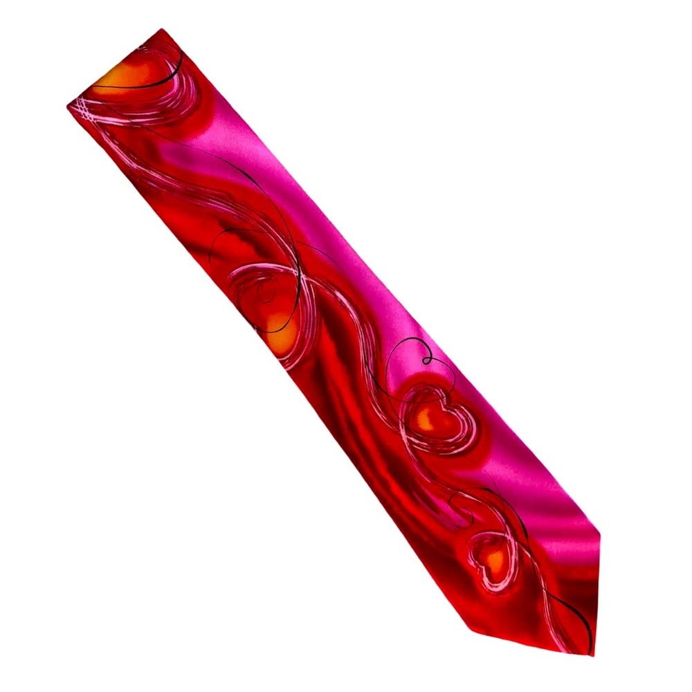 J. Garcia Silk Red and Pink Artistic Tie